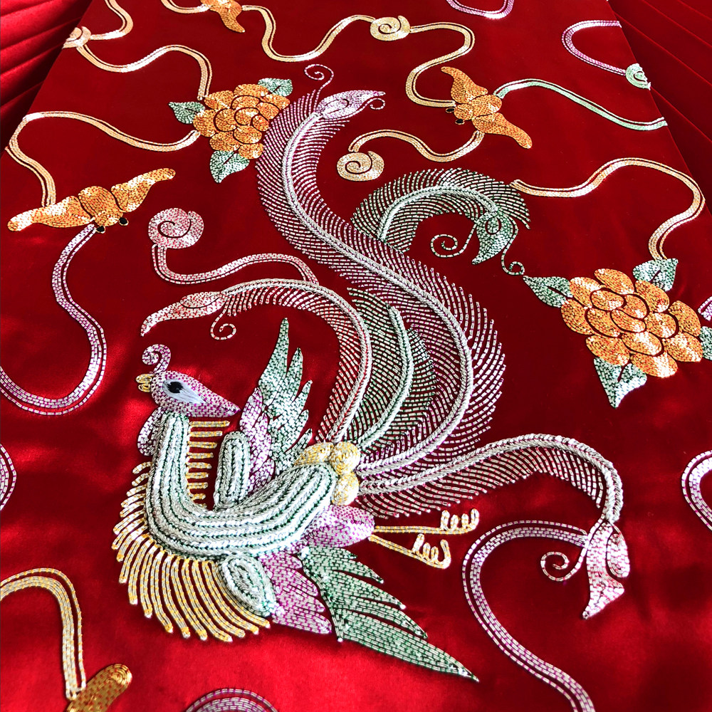 秀禾裙褂龙凤双喜嫁衣铺床结婚百褶裙刺绣银线礼服