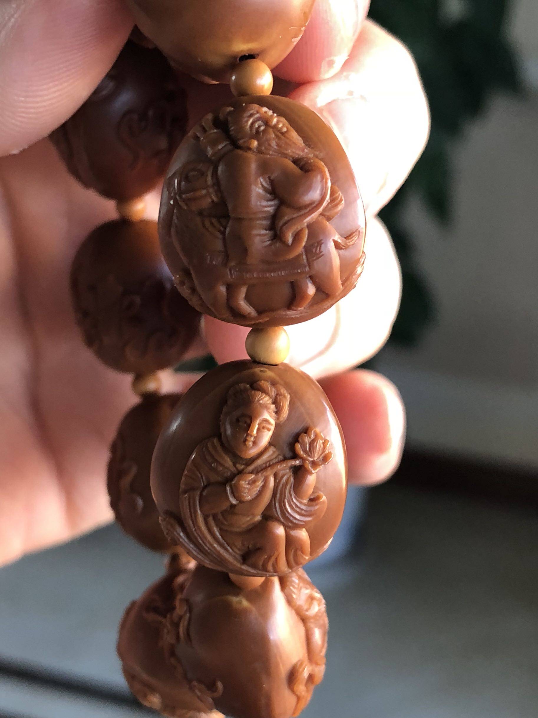 名家大师落款梅林铁核橄榄手工八仙过海老料手佛珠佛珠