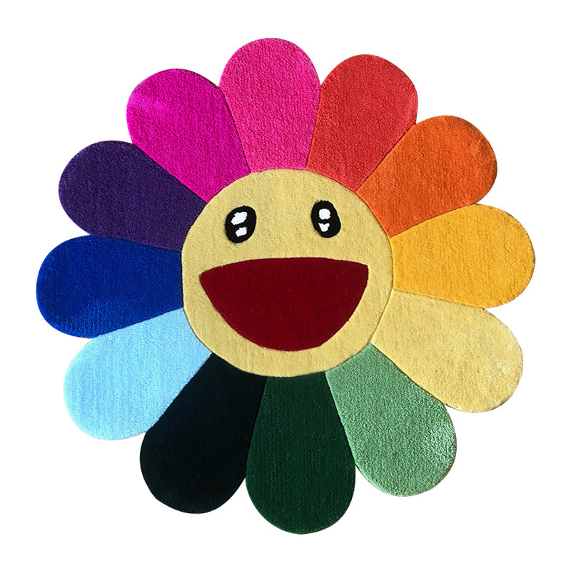 时尚潮牌太阳花装饰地毯手工腈纶tufting卧室书房地毯