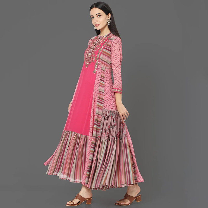 印度服饰民族风异域风情连衣裙乔其纱刺绣长裙减龄少女连衣裙