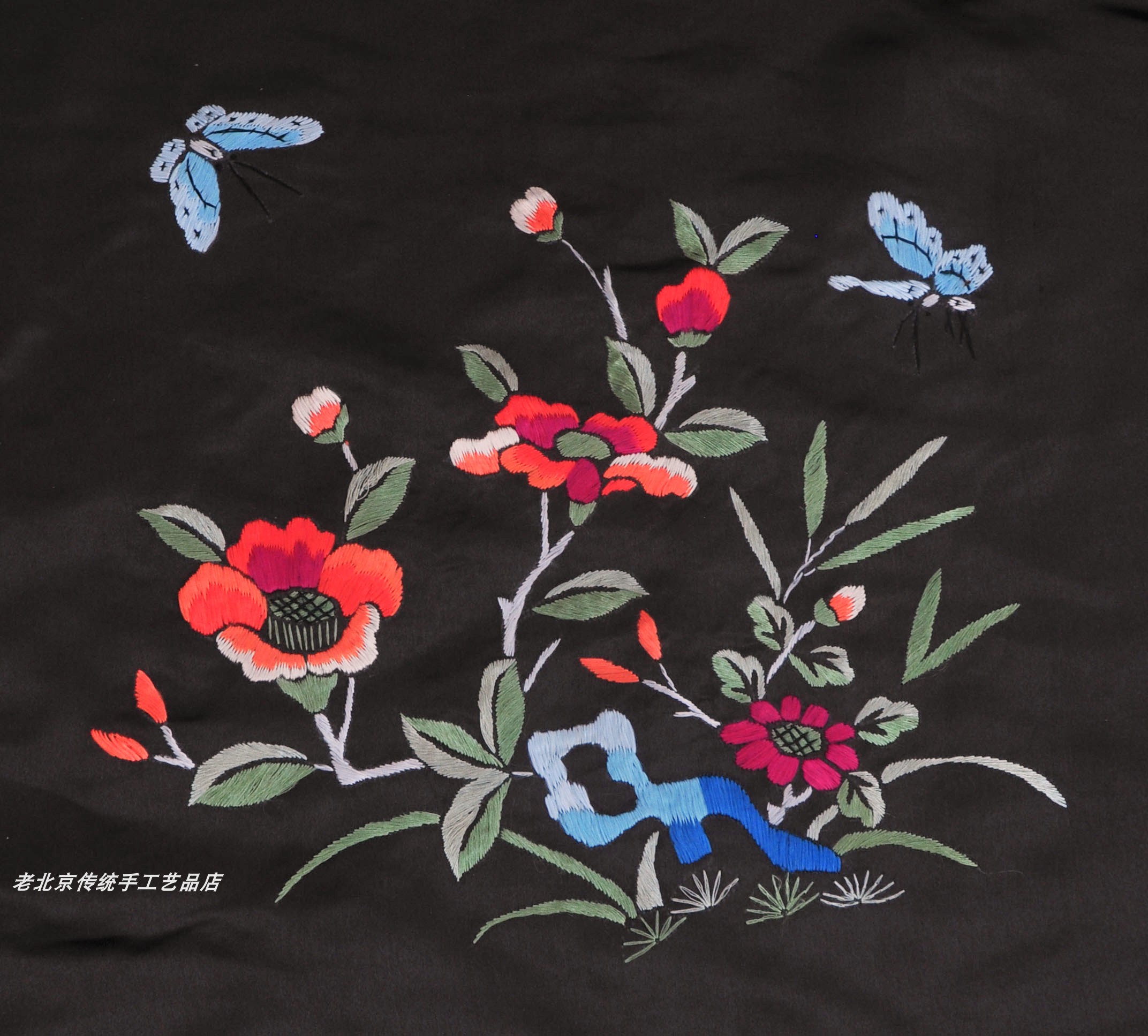 手工花鸟真丝丝布民族风绣品老绣片刺绣中国国风刺绣