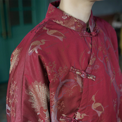 锦衣贺岁限量宋锦香云纱本命年拜年红色吉服复古棉服冬季旗袍新