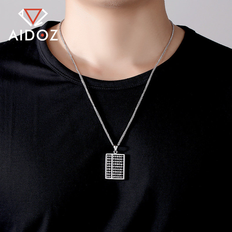 爱朵钻pt950铂金算盘男士吊坠白金项链项坠男款颈饰