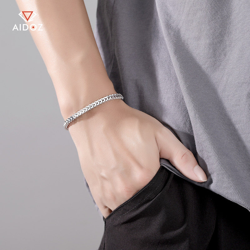 铂金男款手链pt950方形链白金时尚麦穗男士正品手饰