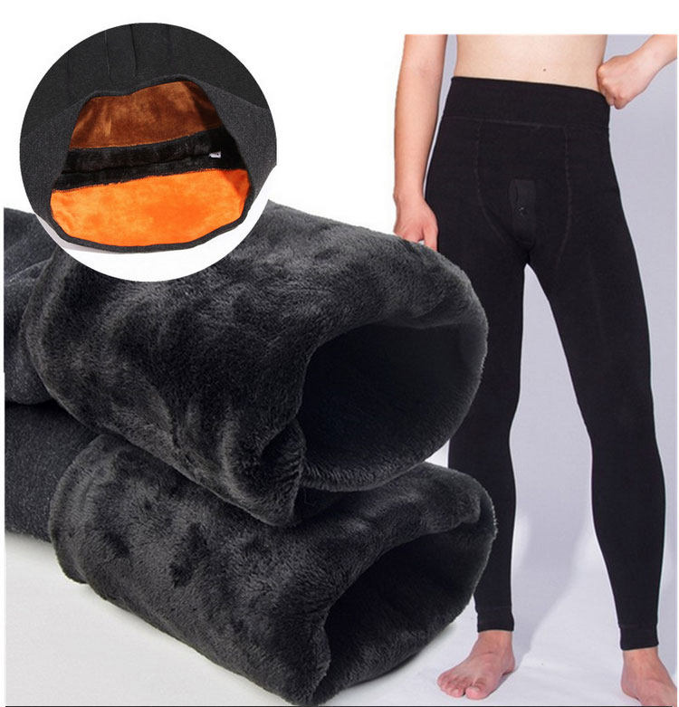 男士保暖裤男加绒加厚线裤棉毛裤绒裤修身打底冬季紧身秋裤男一体