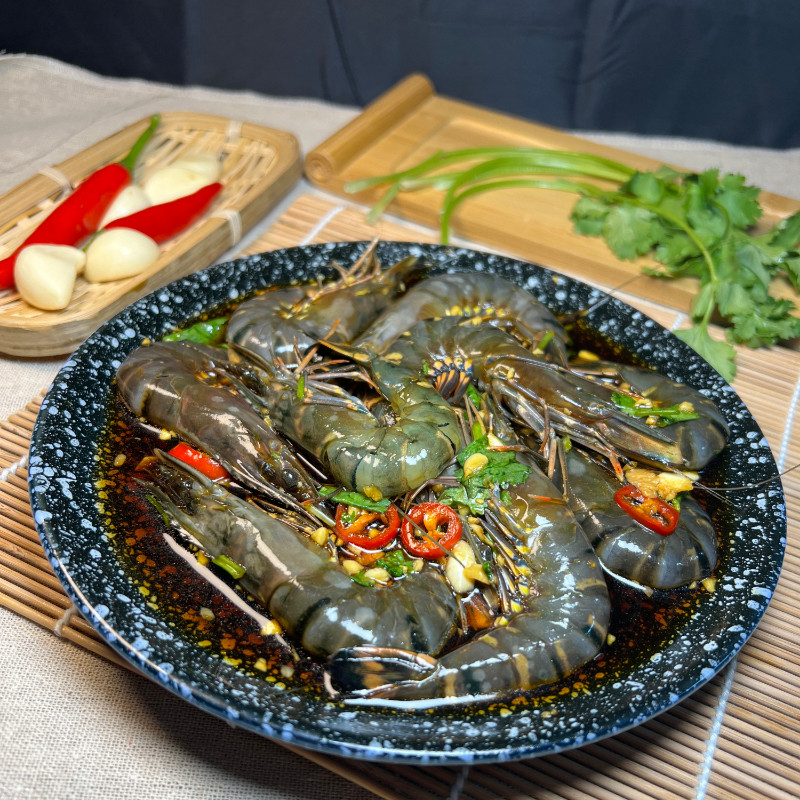 生腌虎虾潮汕海鲜海虾斑节网红罐头醉虾生大虾虾类制品