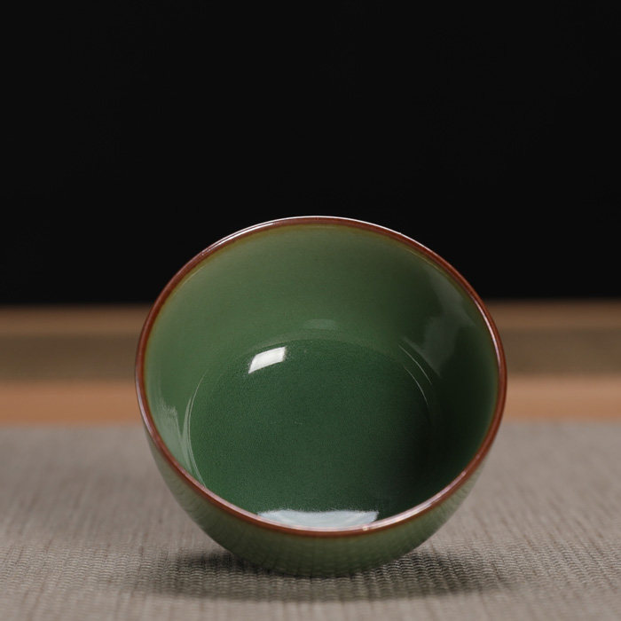 龙泉青瓷黄长伟手工弟窑梅子青茶茶杯品茗主人茶具茶杯