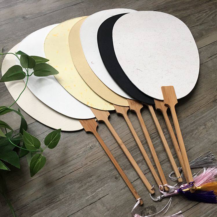 团扇双面加厚卡纸宣纸古风扇子空白流苏宫扇扇子