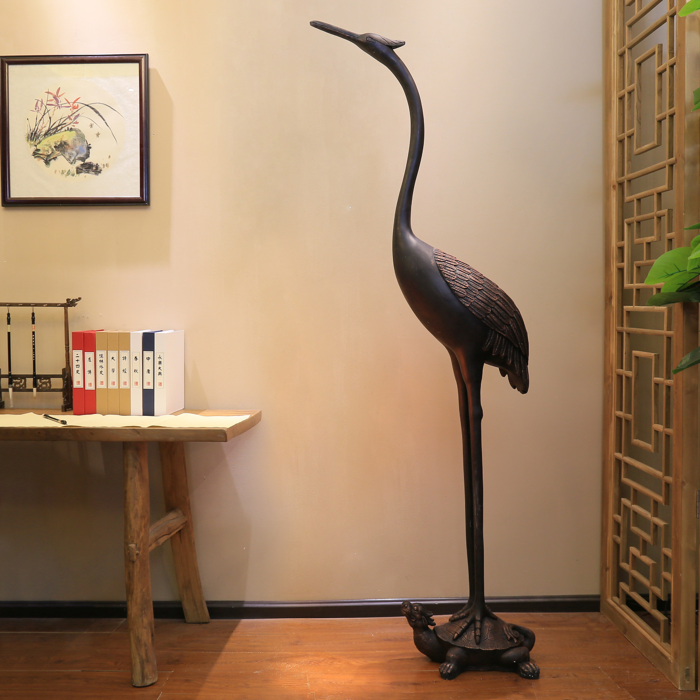 现代古典新中式落地灯客厅书房酒店茶楼铁艺鸟笼宫廷仙鹤复古灯具