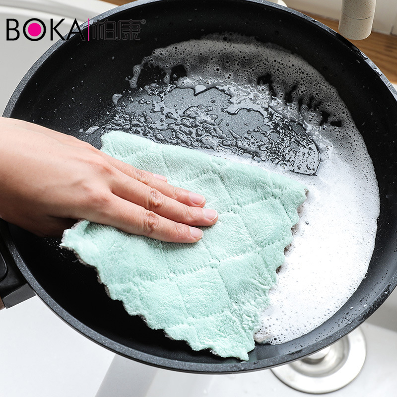 加厚抹布厨房用品家务清洁布基本不掉毛不沾油洗碗巾擦桌子洗碗布 - 图3