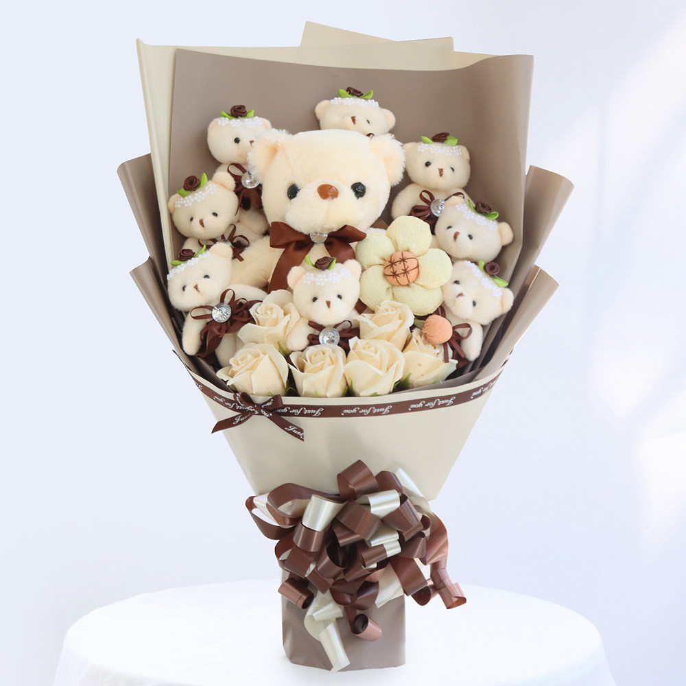 卡通花束娃娃玩偶小熊零食花送同学闺蜜女朋友卡通花