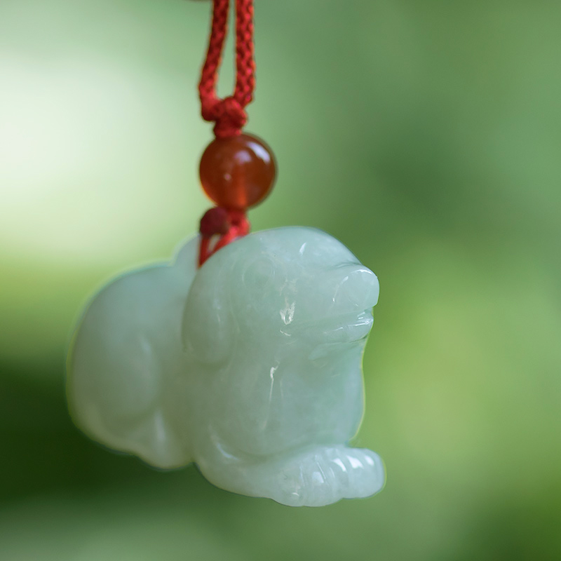钰达翡翠狗吊坠生肖狗挂件属狗玉石狗项坠冰糯种立体玉狗绿色dt7-mc母