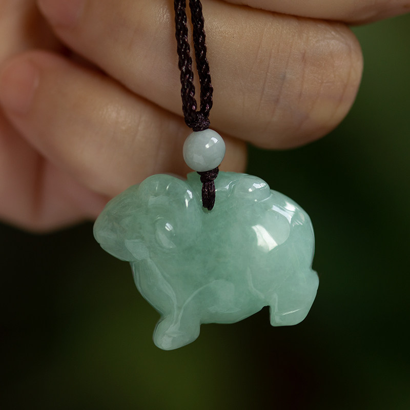 dv6 钰达翡翠羊吊坠生肖玉羊立体生肖羊项链挂件属羊玉羊男女款