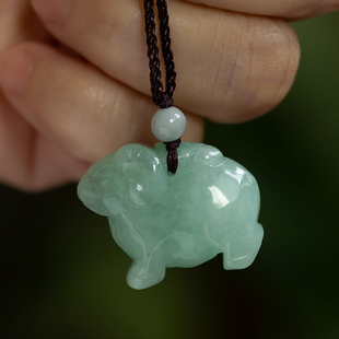 dv6 钰达翡翠羊吊坠生肖玉羊立体生肖羊项链挂件属羊玉羊男女款