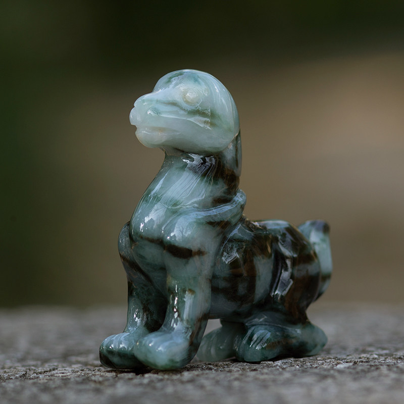 钰达翡翠狗摆件小玉狗生肖狗玉玉石狗绿色玉把玩玉狗小摆件dxq