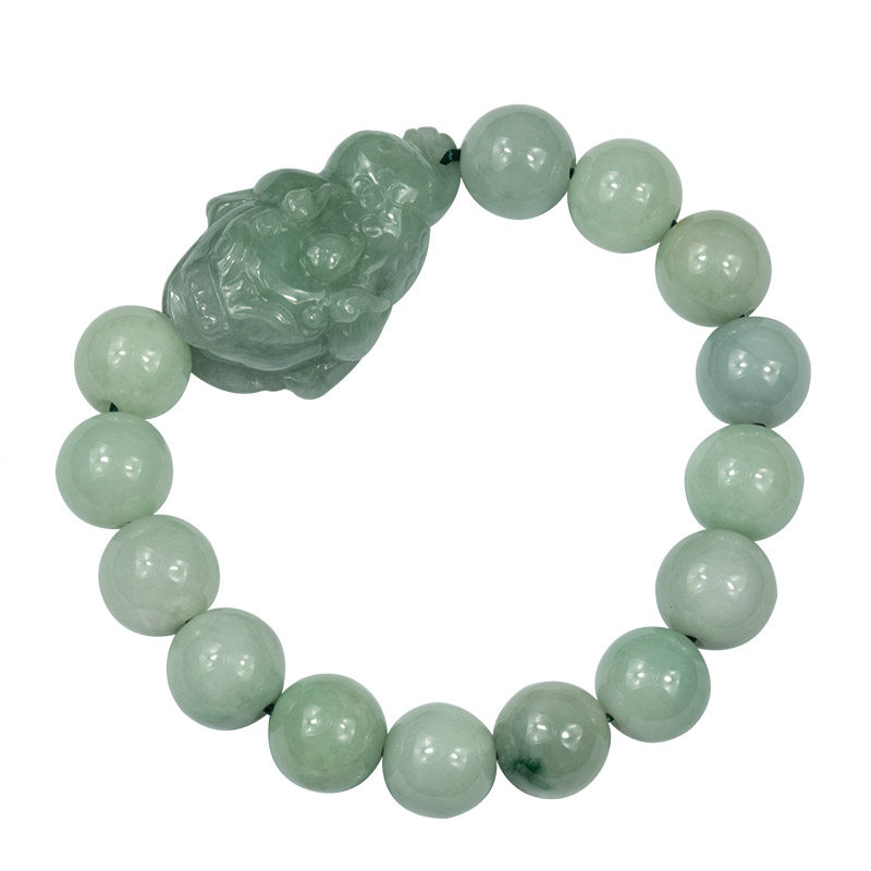 手链钰达翡翠金蟾圆珠鸿运当头货真玉财财源滚滚手链