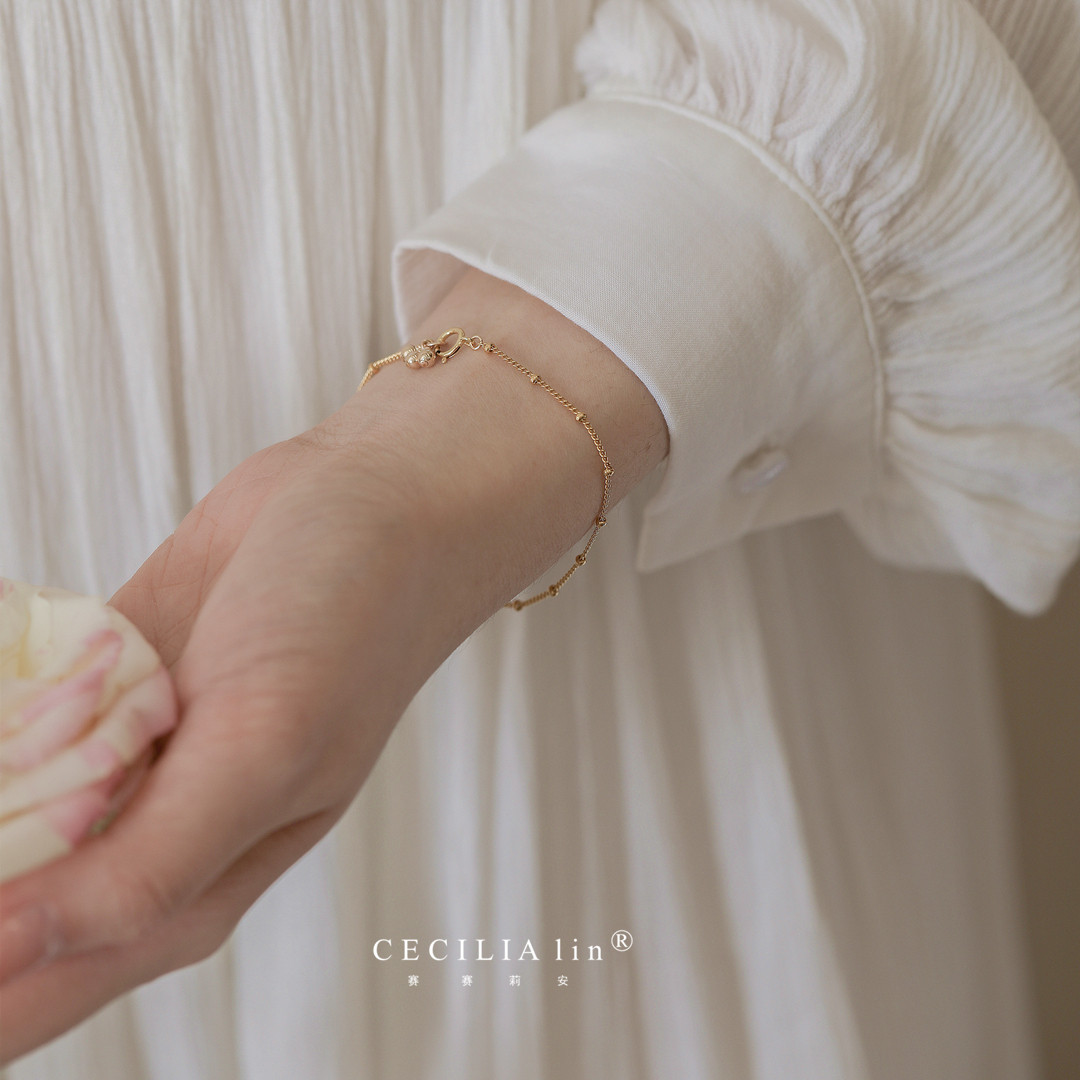 cecilialin气质高级饰品网红礼物闺蜜手链金豆豆珠珠手链