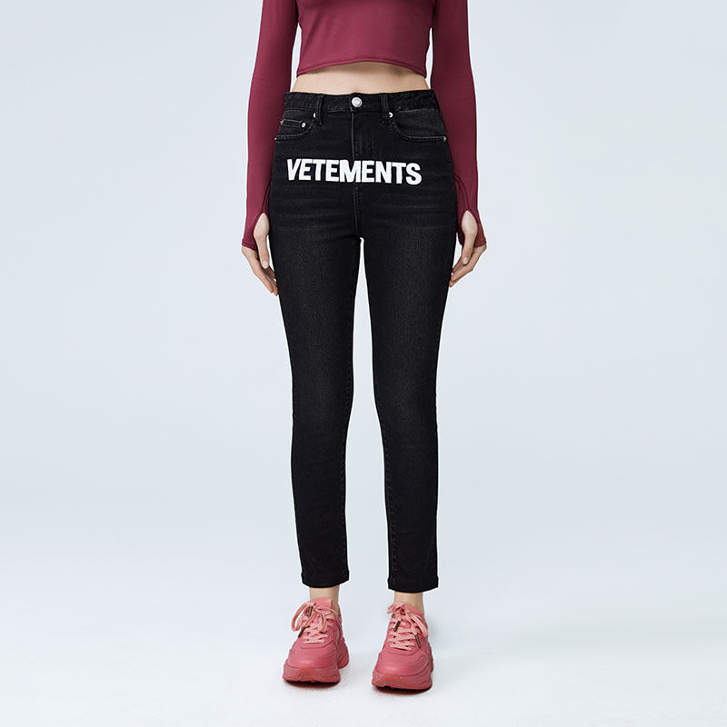 vetements女士牛仔裤休闲时尚百搭简约长裤300157牛仔裤