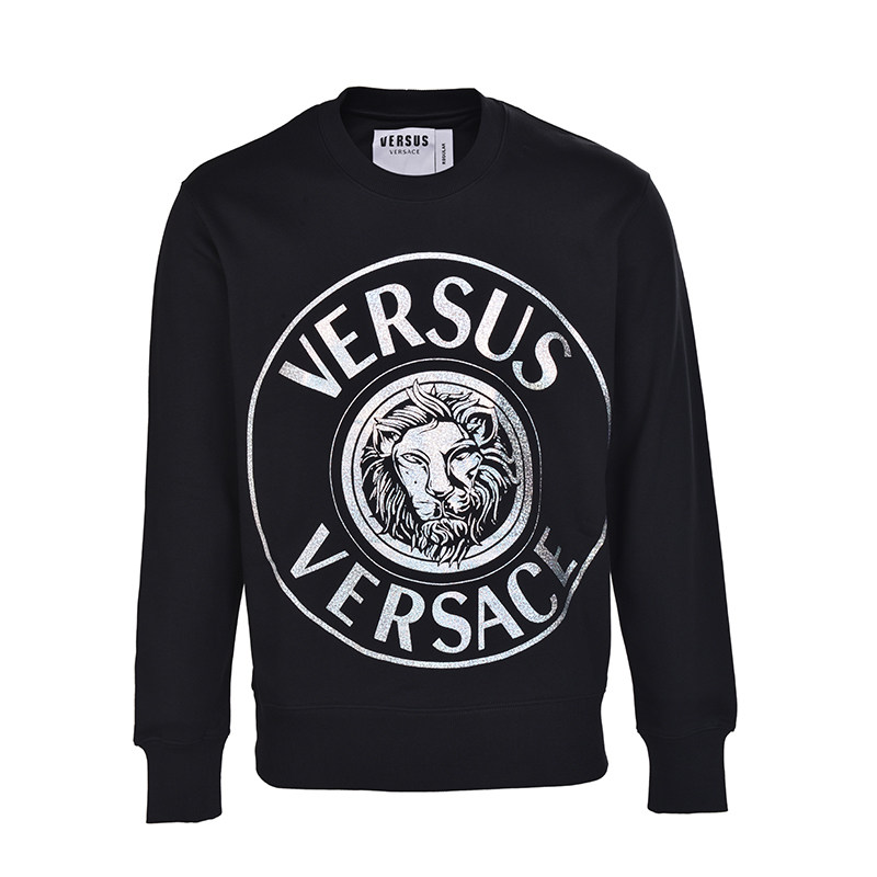 versus范瑟丝狮头字母logo印花花时尚圆领长袖纯棉卫衣
