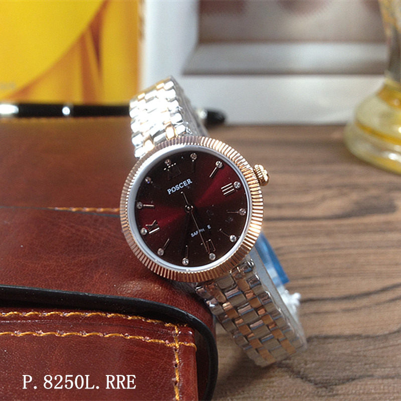 宝时捷手表正品poscer女表表盘蓝色石英表p.8250l.wwu女士国产腕表