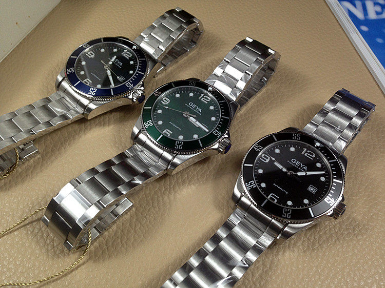 geya格雅手表男表机械表绿水绿水鬼鬼大表盘防水国产腕表