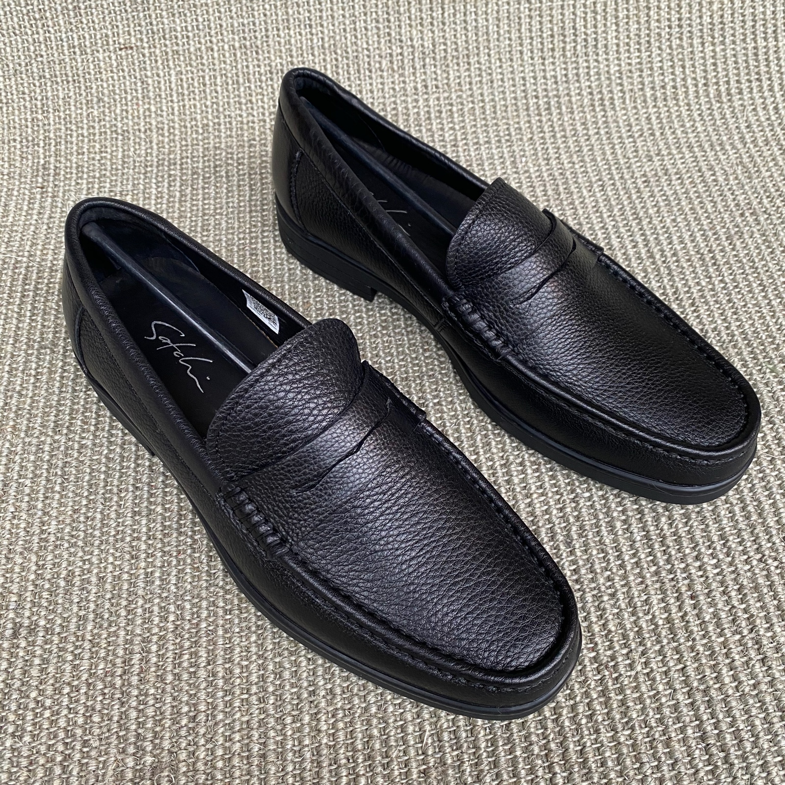 意大利品牌男士头层牛皮荔枝按摩透气耐磨大底乐福鞋豆豆鞋