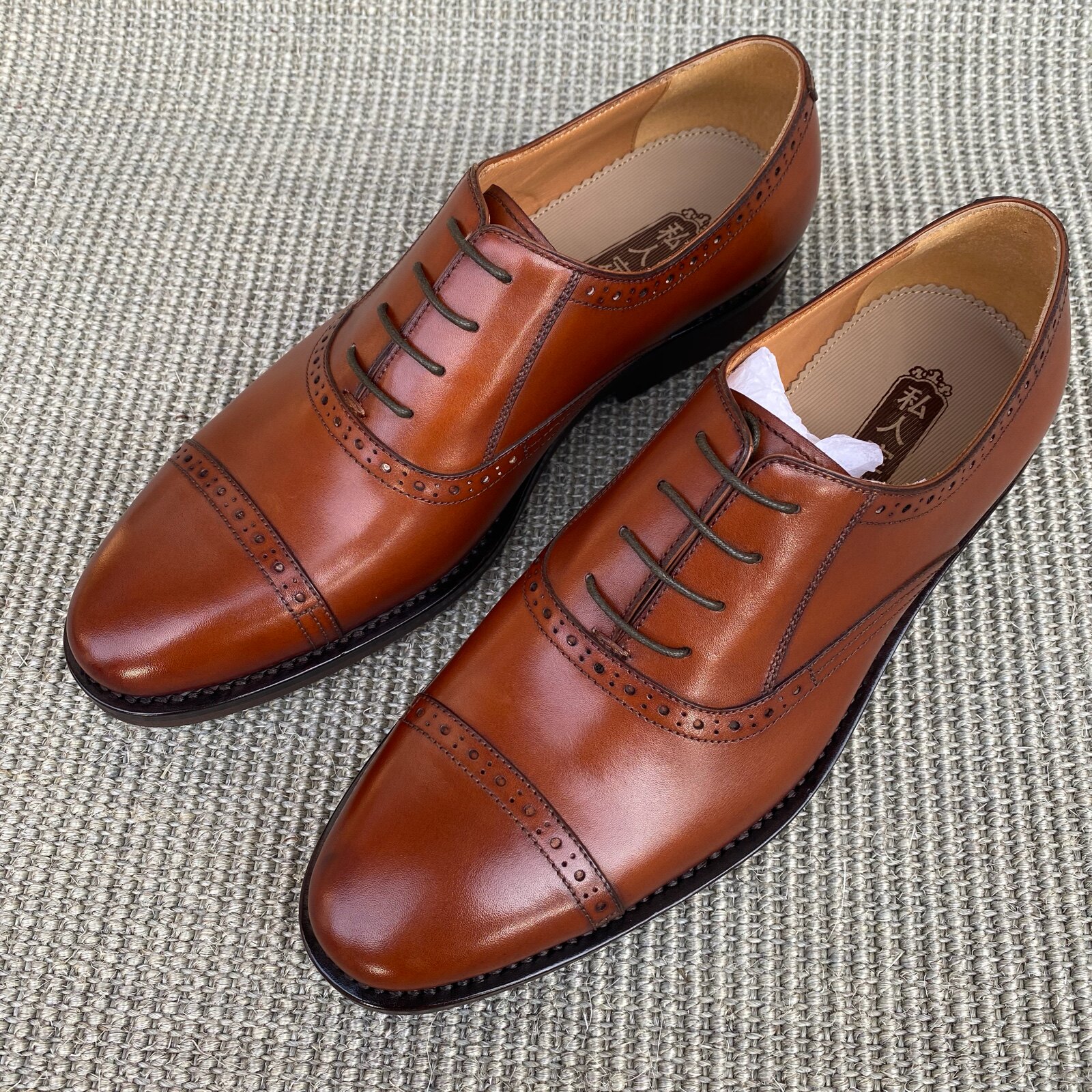 进口法国口头牛皮男士三接头意大利vibram耐磨防滑正装皮鞋