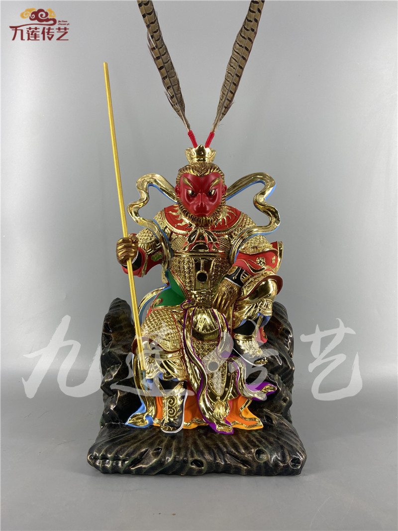 木雕齐天大圣孙悟空战胜大圣樟木漆线九莲精品摆件木雕