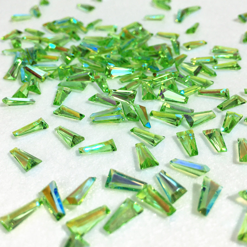 尖底树脂100颗网红极光冰糖幻彩梯形248mm美甲指甲冰块炫彩闪钻