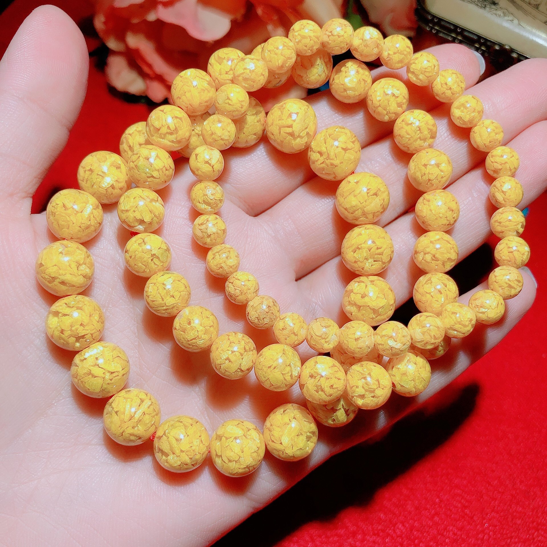 泓石天然原矿雄黄朱砂手链本命年护身晶体饰品手链