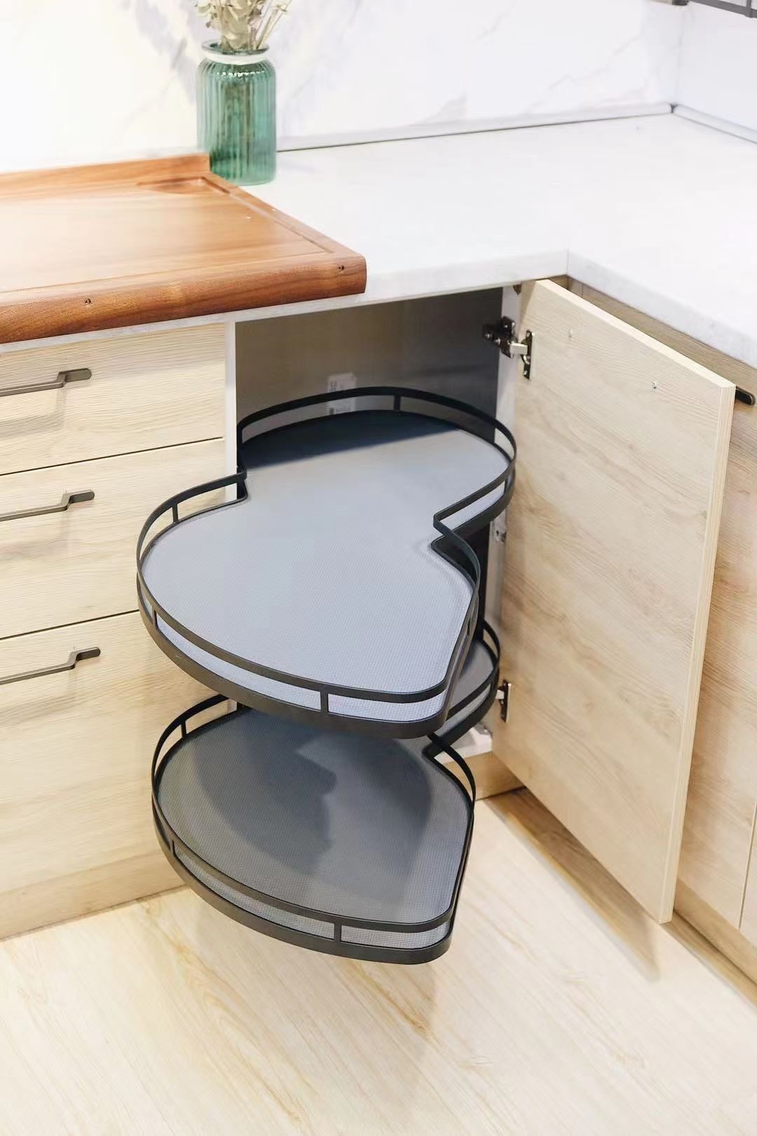 橱柜转角怪物可旋出拉篮拐角缓冲飞碟转盘双层拉篮