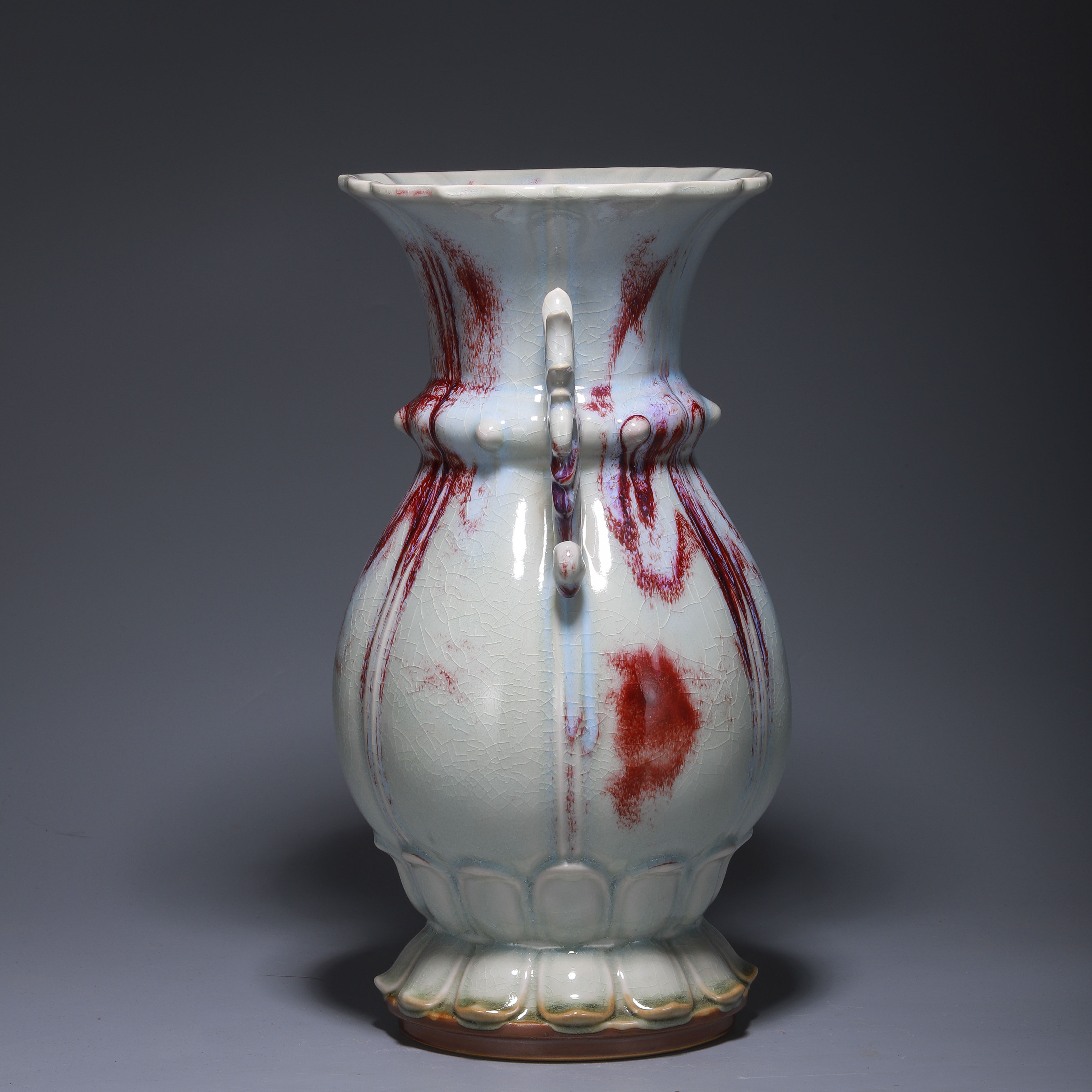 钧瓷花瓶莲花花尊摆件矿釉窑变钧窑孤品商务礼品花瓶