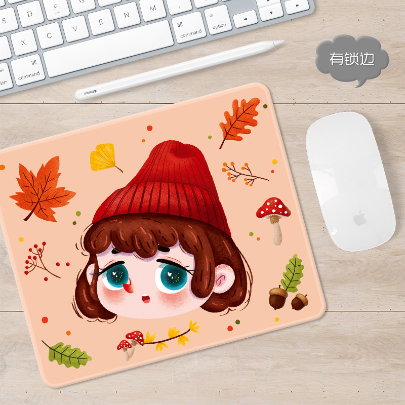 mrvivi原创手绘鼠标垫可爱女生办公笔记本电脑便携小号鼠标垫
