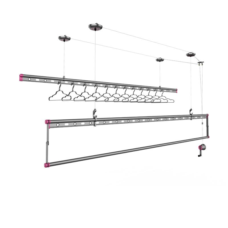 好太太晾衣架手摇升降凉衣家用阳台自动晒衣架手动置地
