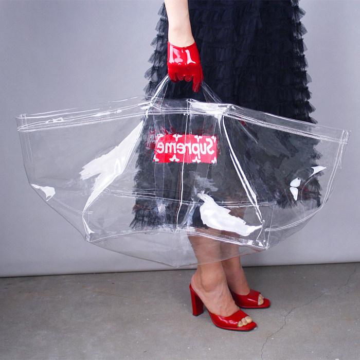 包邮 透明塑料袋 手提包树脂银色铆钉pvc女包购物袋白色大号防雨