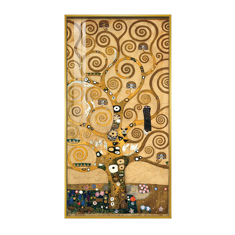 生命之树装饰画玄关挂画竖版欧式油画油画