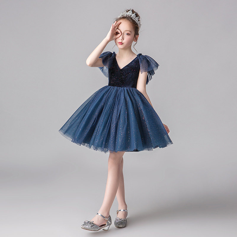女童钢琴演出服礼服儿童主持人晚礼服花童蓬蓬纱裙连衣裙