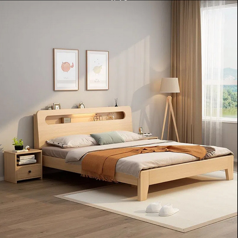 双人床实木木床现代简约15米主卧家用北欧经济出租屋实木床