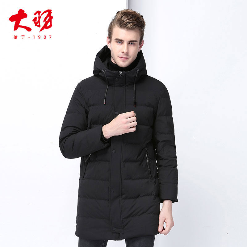 羽绒服中长款面包服韩版加厚保暖爸爸装连帽外套男ayn801-大羽旗舰店