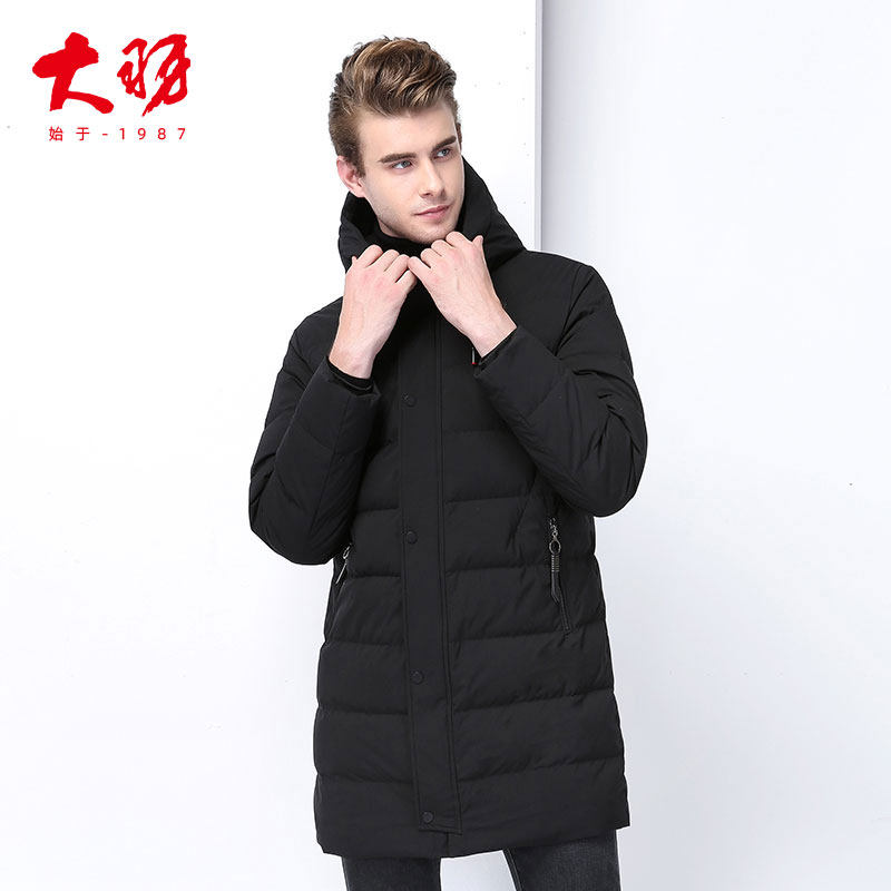 羽绒服中长款面包服韩版加厚保暖爸爸装连帽外套男ayn801-大羽旗舰店