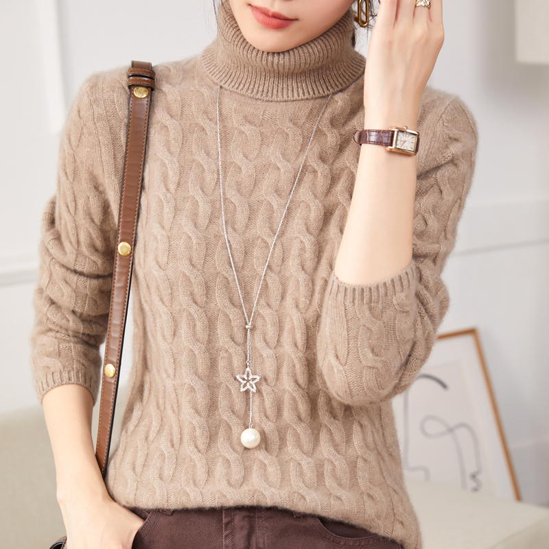 老客加长毛衣针织松显长宽双股加厚指定女双羊绒衫