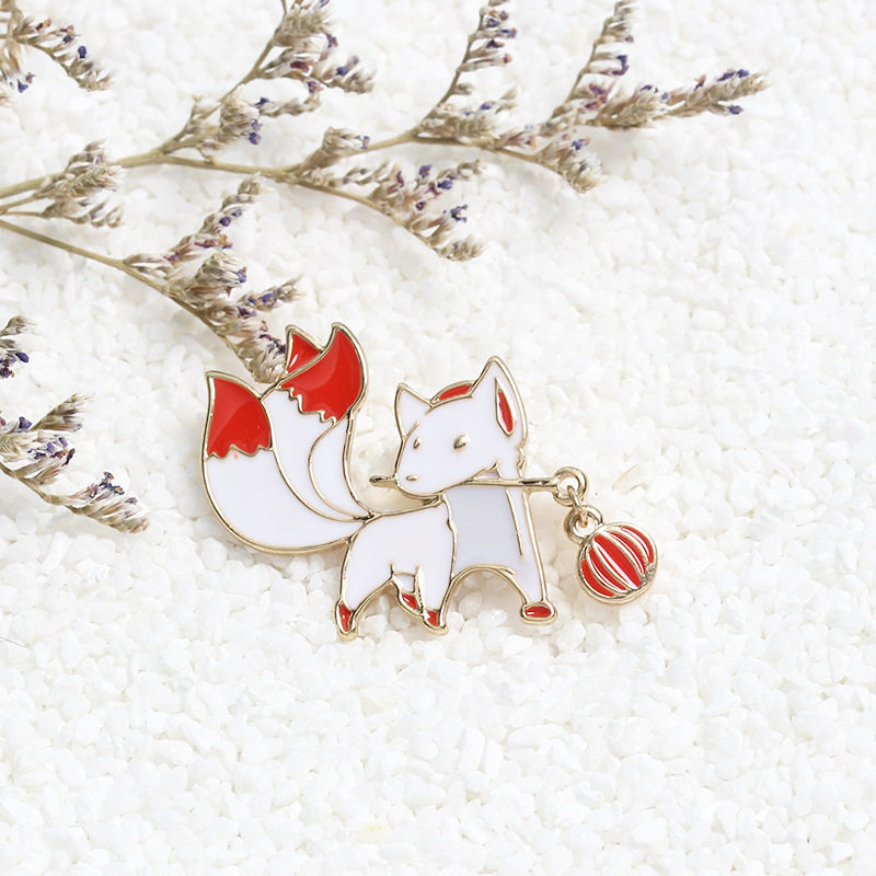 素念日本祈福和风小狐狸胸针滴油合金领章个性胸针