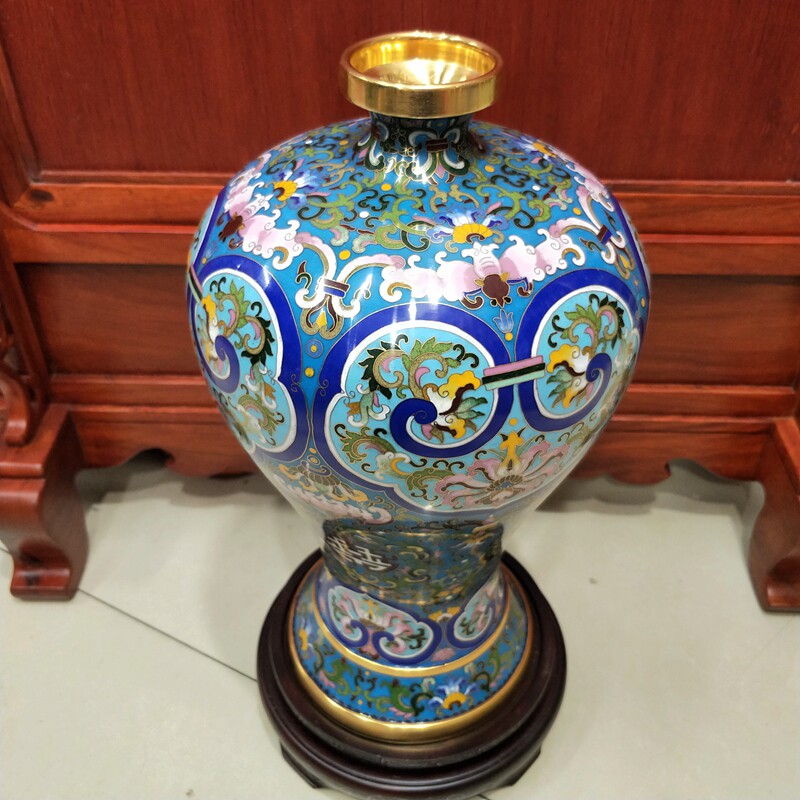 景泰蓝花瓶追本溯源福寿梅瓶北京特色工艺品家居摆件景泰蓝