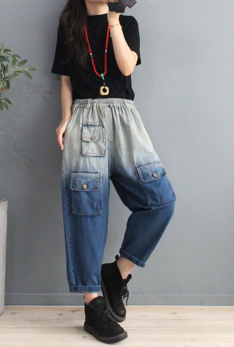 潮流个性百搭宽松新款秋季2020哈伦大口牛仔牛仔裤
