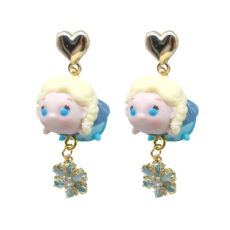 蜜桃家原创冰雪奇缘卡通少女公主艾莎艾莎可可爱耳环