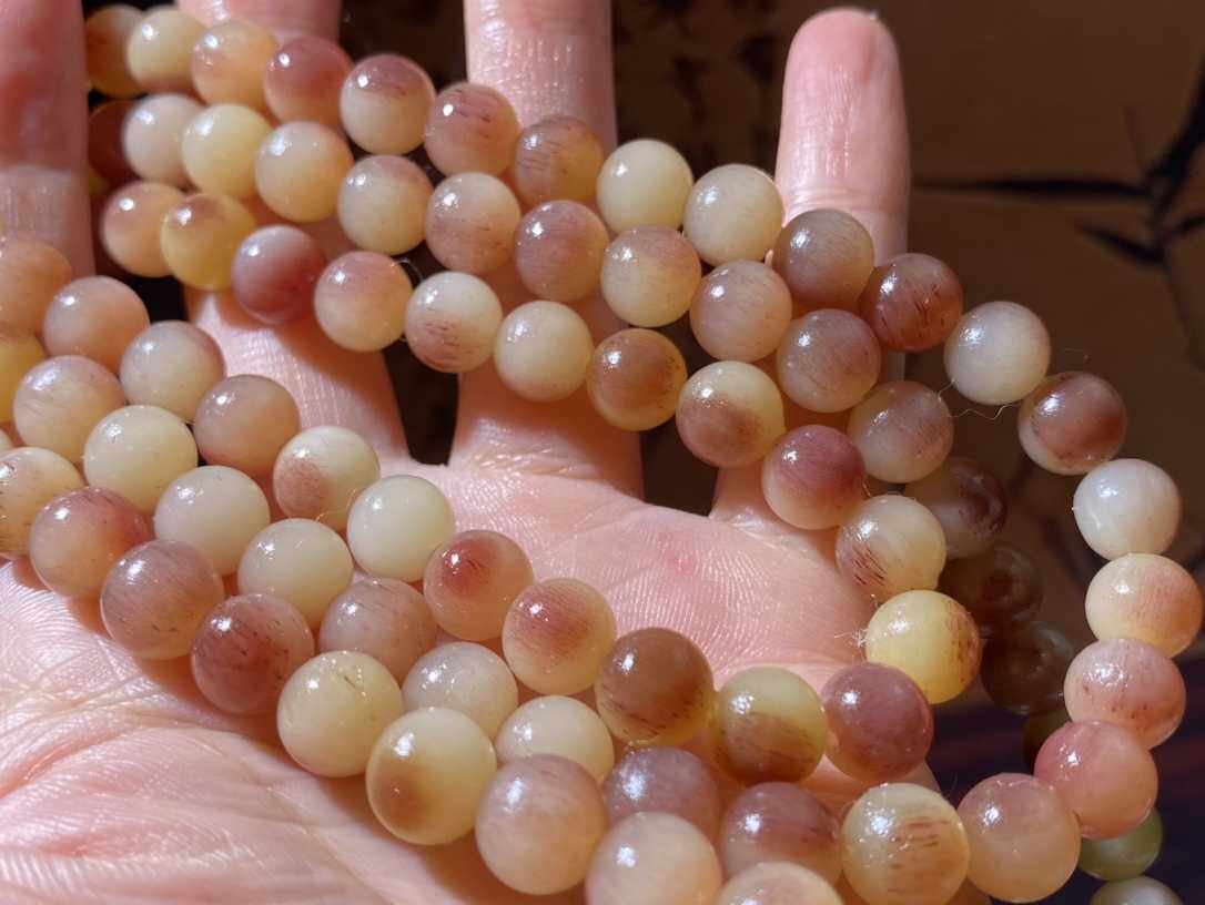 骆驼骨血料未脱脂佛珠念珠驼骨手自然血色8mm佛珠