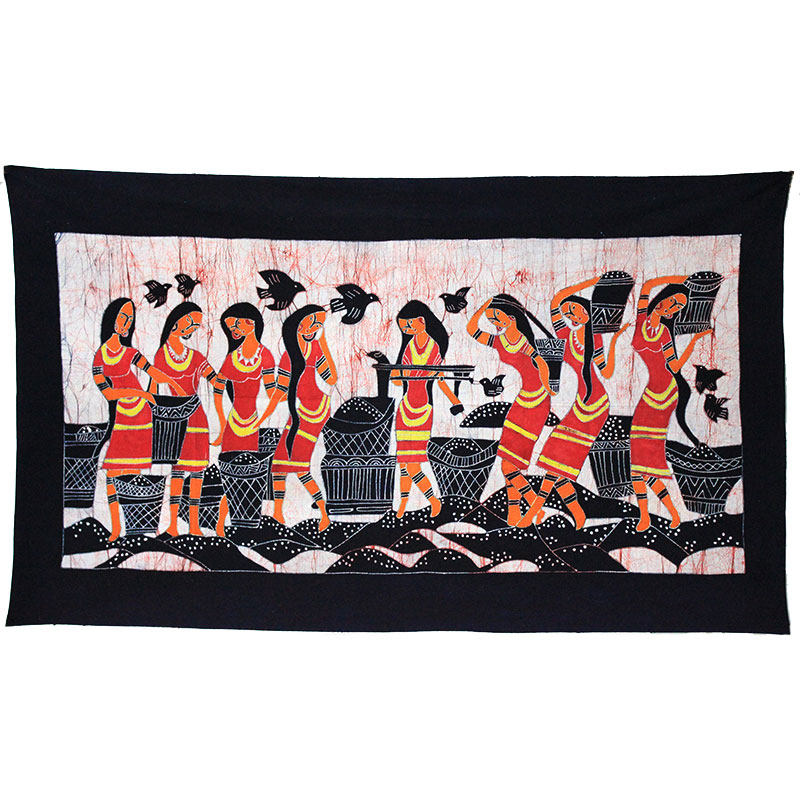 民族蜡染佤族少女餐厅酒吧客栈装饰纯棉布艺苗族蜡染