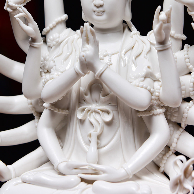 戴玉堂陶瓷摆件十八手准提佛母观音菩萨林建胜佛像家居饰品