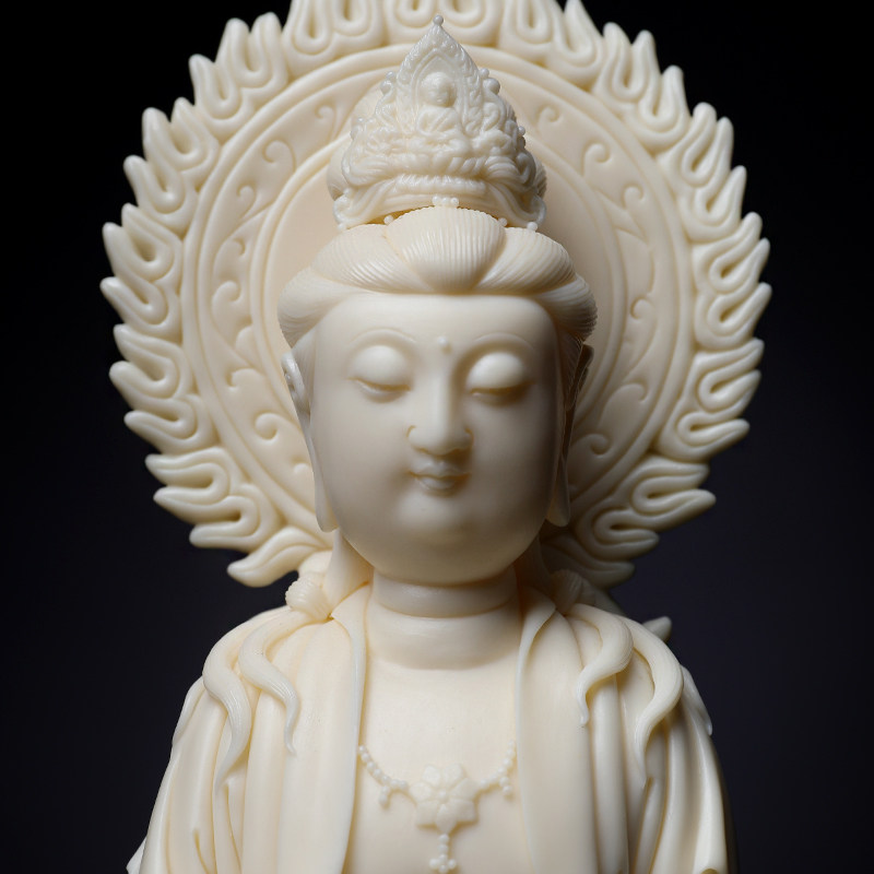 戴玉堂陶瓷摆件圆光观音德化林建胜玉黄瓷摆件