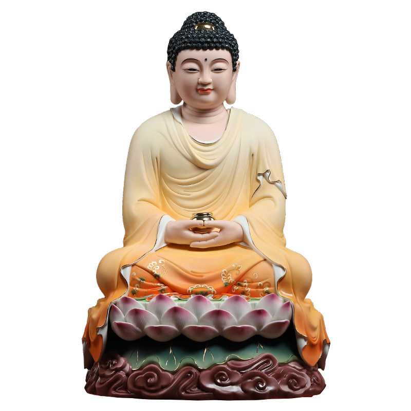 戴玉堂如来佛供奉居家佛像释迦牟尼佛祖如来陶瓷祥云摆件